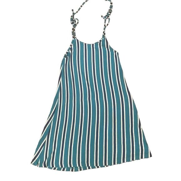 Zara Trafaluc Green/Navy Striped Knit Slip Dress. Size Small. - Picture 4 of 11